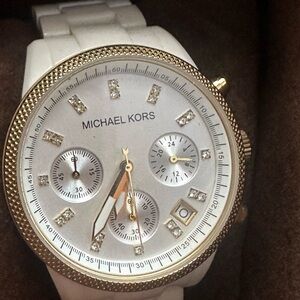 Michael Kors Gold and White Bracelet Watch